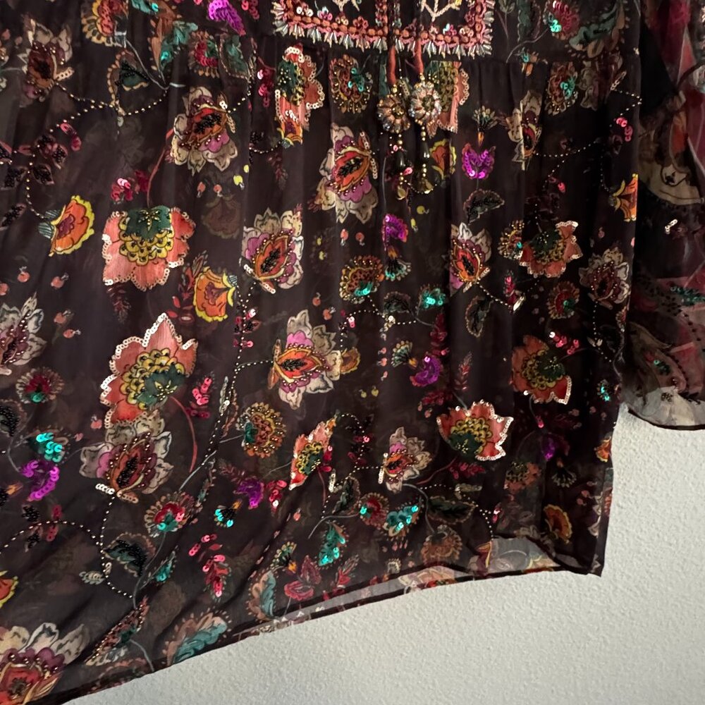 Soft Surroundings - Embellished, Tunic, Flutter Sleeve Blouse - M - Picture 7 of 14